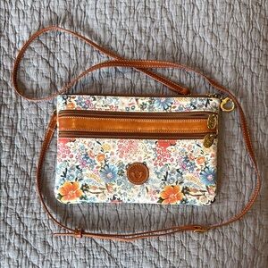 Firenze Moda leather Floral envelope Crossbody Bag with Tan Accents